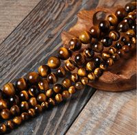 Bijoux de bricolage accessoires, pierres précieuses semi-précieuses naturelles perles en oeil de tigre jaunes perles rondes 4-18mm