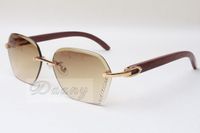 Venda quente óculos de sol de diamante 8200728 Óculos de sol de alta qualidade óculos naturais de madeira Tamanho: 58-18-135mm