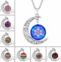 Free shipping Popular engraved carved moon gemstone necklace...