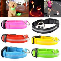 6 Renkler S M L XL Boyutu LED Işık Up Köpek Pet Gece Güvenlik Parlak Yanıp Sönen Ayarlanabilir Naylon Yaka