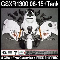 gloss white 8gifts For SUZUKI Hayabusa GSXR1300 08 15 GSXR-1300 14MY101 GSXR 1300 GSX R1300 08 09 10 11 12 13 14 15 white black Fairing Kit