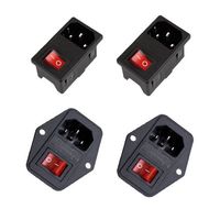 Inlet Module 3 Pin Male Power Connector Socket Plug with Fuse Switches IEC320 C14 Red/ Green for Industrial Controlle