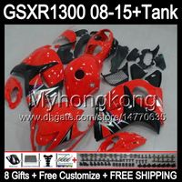 Glans röda 8Gifts för Suzuki Hayabusa GSXR1300 2008 2009 2010 2011 14MY96 GSXR-1300 GSX R1300 GSXR 1300 2012 2013 2014 2015 Svart röd fairing