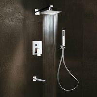 Square Rain Shower Head Faucet 3 Ways Valve Mixer Tap Tub Spout Hand Shower