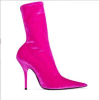 2017 new women mid calf boots thin heel velvet booties pointed toe booties dress shoes summer sandals boots woman
