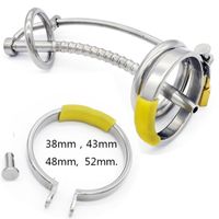 New Metal Male Chastity Devices Cock Cages with Catheter Catheters & Sounds Lock Penis Ring Chastity Cage Penis Plug Sex Toys for Men G105