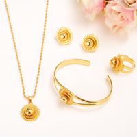 14k Yellow Solid Fine Gold Filled Jewelry set Bride Glaze Mu...