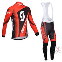 프로 팀 Scott Mens 자전거 옷장 롱 소매 빨간 셔츠와 바지 키트 레이싱 의류 Ropa Ciclismo 사이클링 저지 세트 Y21032501