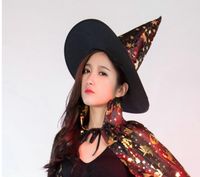 Lady kids witch cap Colorful Star Print Halloween Costume Pa...