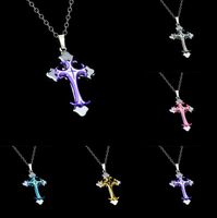 Christian Plating Drops Cross Pendant Necklace Short section...