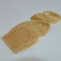 Chiusura brasiliana del merletto dei capelli umani di colore 613 di colore libero / parte centrale della chiusura superiore del merletto dei capelli diritti della chiusura superiore bionda