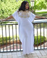 Afrika Beyaz Payetli Artı Boyutu Gelinlik Modelleri Altın Boncuklu Jewel Boyun Kısa Kollu Abiye giyim Ucuz Kat Uzunluk Şifon Örgün Elbise