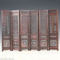 Hand- carved Chinese Boxwood Sculpture Folding Screen Jewelry...