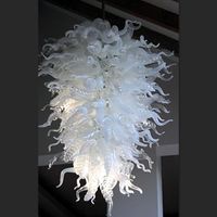 Grands lustres en cristal de foyer Blanc moderne de lustre de verre soufflé moderne Borosilicate Lustre en verre Art Light Home Decor