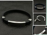 Bracelet en acier inoxydable Livraison gratuite Santé énergie magnétique noir silicone aimant avantage élevé goutte d'expédition poli