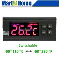 WH7016C + Switchable -50 ~ 110 C / -58 ~ 230 F Controlador de temperatura digital Termostato electrónico w / Alarmer + Probe 12/24/110 / 220V