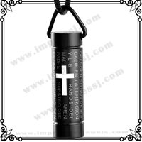 IJD2207 Collier avec pendentif en acier inoxydable couleur noire 20pcs / lot croix gravée souvenir cendre souvenir