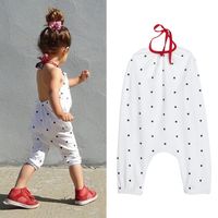 Kids White Cute Polka Dot Printed Rompers One Piece Suit Summer Children Girls Clothing Fashion Girl Halter Jumpsuit