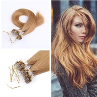 0.5g / brin 100pcs extension de cheveux micro boucle péruvienne de cheveux humains # 27 miel blonde 16 "18" 20 "22" 24 "12 couleurs