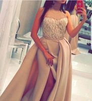 Elegancki Custom Made Sweetheart Długie Suknie Wieczorowe 2019 Side Split Koronki Saudyjskie Arabia Tanie Prom Dresses Formalna sukienka