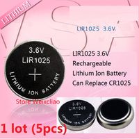 5ピース1ロットLIR1025 3.6Vリチウムリチウムイオン充電式ボタンセルバッテリー1025 3.6ボルトリチウムイオンコイン電池交換CR1025送料無料