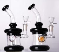 Colorful flower glass bongs with 14mm joint black water pipe...