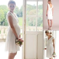 Elegant White Lace Short Wedding Dresses Maternity Pregnant ...
