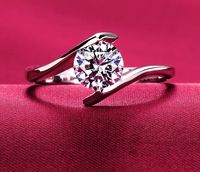 S925 argento matrimonio Anel Ring 18K reale placcato in oro bianco CZ Diamond 4 polo di fidanzamento nuziale anello nuziale donne