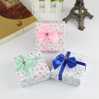 [Simple Seven]8*8*4cm Butterfly/Owl Jewelry Set Square Box with Bowknot,Muticolor Flower Necklace Carrying Box,Sweetie Heart Bangle Display