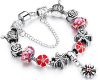 925 silver plated beaded strands flower shapes pendants murano glass jewelry online,fashion cuff bracelets,wholesale designer beads keychains online store