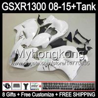 gloss white 8gifts For SUZUKI Hayabusa GSXR1300 08 15 GSXR-1300 14MY167 GSXR 1300 GSX R1300 08 09 10 11 12 13 14 15 white black Fairing Kit