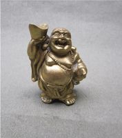 Chinois antique bronze lingot Bouddha Bouddha souriant visag...