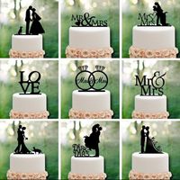 Mr Mrs Wedding Decoration Cake Topper Acrilico Nero Romantico Sposa Sposo Accessori torta per bomboniere