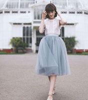Tutu Tulle Skirts Modest Gray Customized Colors A Line Cheap Knee Length Skirts for Women Versatile Multiple Layers Ruffle Bust Skirt