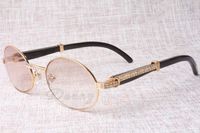 17 Nuovo diamante rotondo occhiali da sole occhiali da sole bestiame Eyeglasses 7550178 Natural Black Horns Occhiali da sole maschili Glassess Eyewear Dimensioni: 55-22-135mm