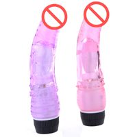 Crystal Realista Dildo Vibrador Soft Jelly Penis Simulación impermeable Simulación Vibrante Dildo Adulto Juguetes Sexuales Para Mujeres