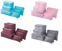 Fashion NewestDouble Zipper Waterproof Travelling Bags Men Women Nylon Luggage Packing Cube Bag Underware Bra Storage Bag Organizer 6pcs set