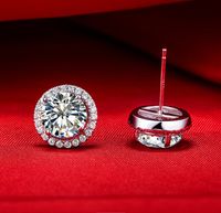 4 karaat / paar Micro verharde Mount Ronde Cut Synthetische Diamant Sieraden Engagement Oorbellen Stud Groothandel Sterling Zilveren Sieraden Fijn