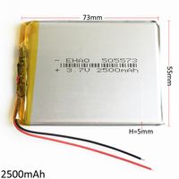 EHAO 505573 3.7V 2500MAH Li Polymer Lithium Uppladdningsbart batteri Högkapacitetsceller för DVD-kudde GPS Power Bank Camera E-Books Recorder