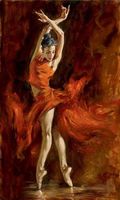 액자 손으로 두꺼운 캔버스, 젊은 발레 소녀 불타는 댄스 멀티 크기 AB89를 그려진 여성 초상화 아트 오일 페인팅!
