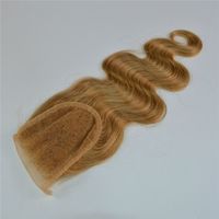 Cor 27 mel loira laço fechamento corpo onda cabelo humano 4x4 cabelo brasileiro