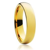Klasik Tungsten Karbür Yüzük 6mm 18 K Altın Düğün Severler Yüzükler Erkekler Kadınlar Için Yüksek Kalite ABD Boyutu 6-14