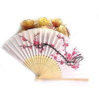 Kiraz çiçeği ipek bambu zanaat düğün favor erik çiçeği el katlanır fan wintersweet özel logolar