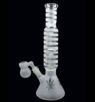 13. 5 Inch Frosted Clear glass water smoking pipe bubbler bon...