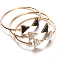Women Jewelry Bracelets Marble Pattern Triangular Round Open...