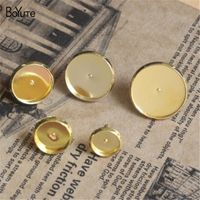 BoYuTe 100Pcs Round 8MM 10MM 12MM 14MM 16MM Cabochon Base Setting Gold Plated Stud Earring Blank Tray Diy Jewelry Findings
