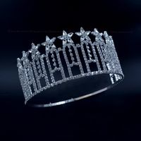 Pageant Crown Stars Miss Beauty Contest High Quanlity Rhinestone Tiaras Bridal Wedding Hair Accessories Adjustable Headband mo230