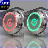 Perfektes Design Metall Edelstahl Anti Vandal zweifarbige LED rot / grün Strom Zeichen 12V 24V Leuchttastschalter