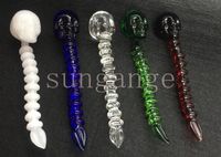 Newest Design Curved Skull Glass Dabber With 5 Colors 5 Inches length Glass Dabbers With Carb Cap Function For Quartz Bangers Nails