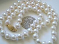 collar de perlas naturales reales del mar del sur de 9-10mm marcado